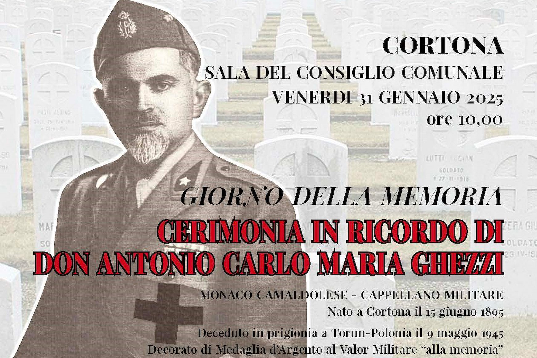 Giorno della Memoria, cerimonia in ricordo di Don Antonio Carlo Maria Ghezzi