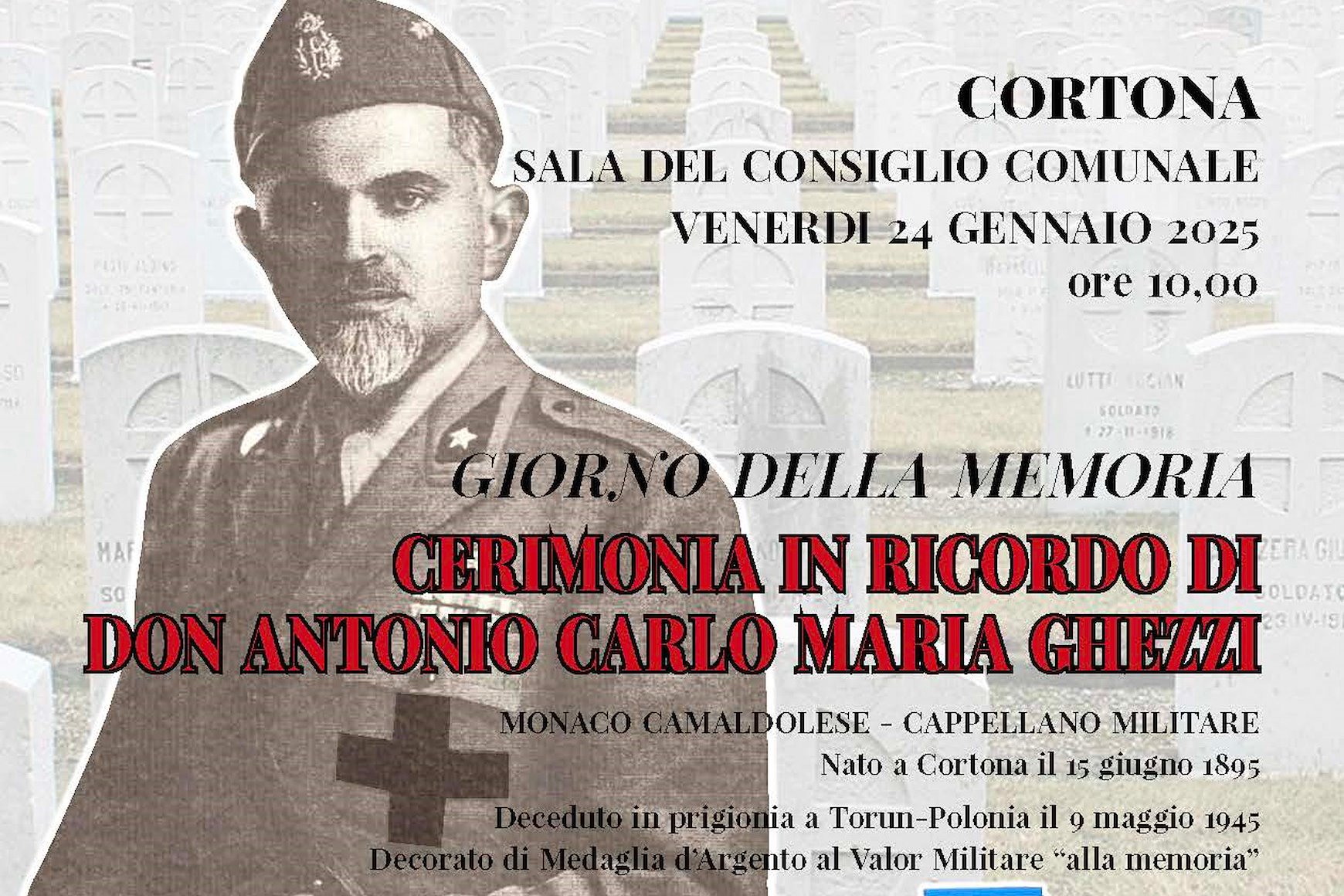 Giorno della Memoria, cerimonia in ricordo di Don Antonio Carlo Maria Ghezzi