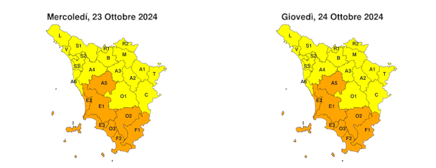 Prosecuzione allerta meteo anche alla giornata di giovedì 24 ottobre: codice giallo per rischio idraulico e idrogeologico del reticolo minore