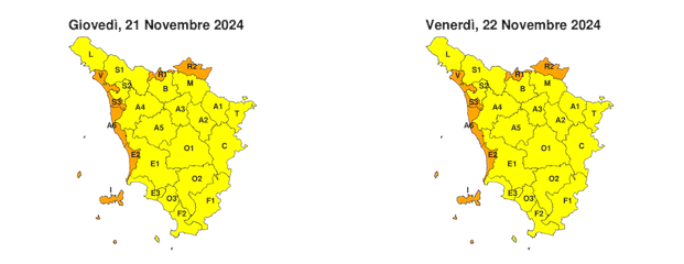 Prosecuzione allerta meteo anche a venerdì 22 novembre: codice giallo per vento forte