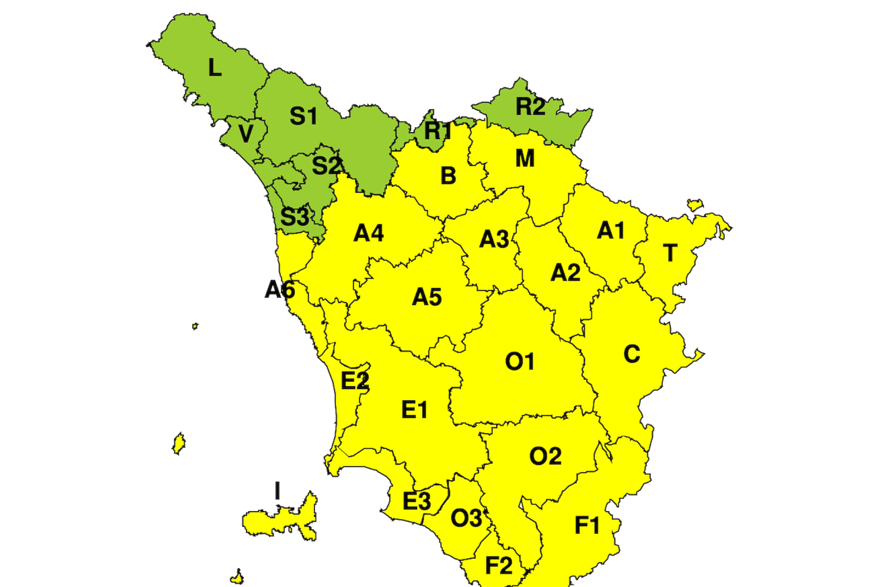 Codice giallo per rischio idrogeologico, codice giallo per la giornata di sabato 19 ottobre