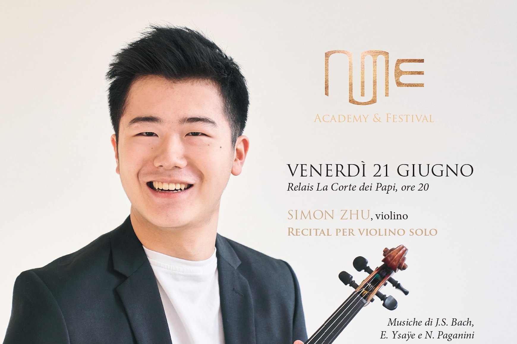 Nume Festival, concerto di Simon Zhu su musiche di J.S. Bach, E. Ysaÿe e N. Paganini